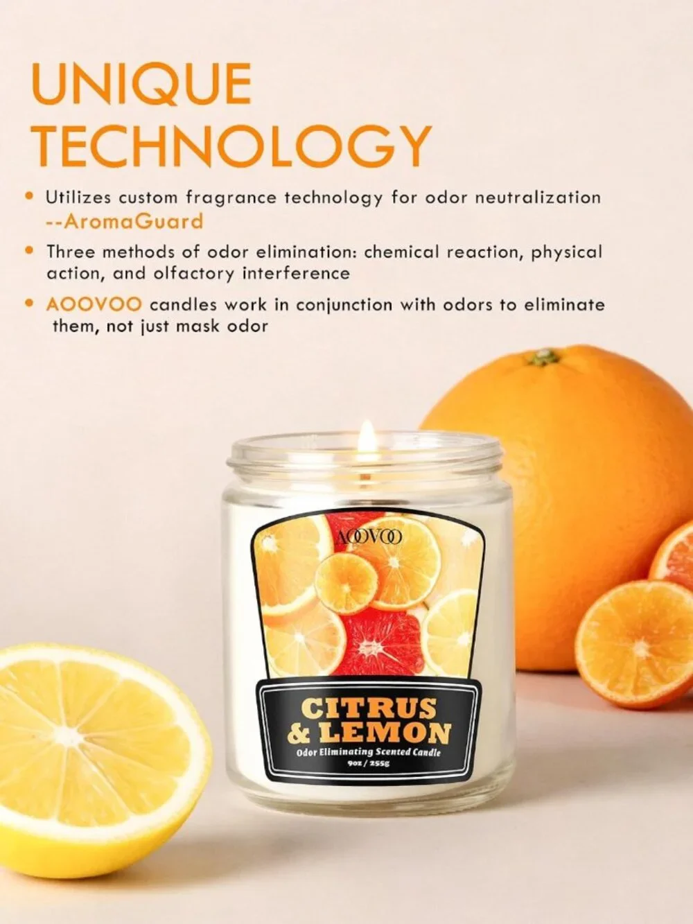 Odor Eliminating Soy Candle Set - 4 Pack, Non-Toxic, Long Lasting, Freshens Home